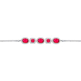 Asfour Crysta lBox Chain Bracelet With Ruby Oval & Square Design In 925 Sterling Silver-BD0244-R